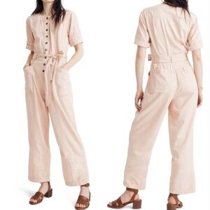 Madewell Topstitched Coverall Jumpsuit Bashful Blush Pink Size 0